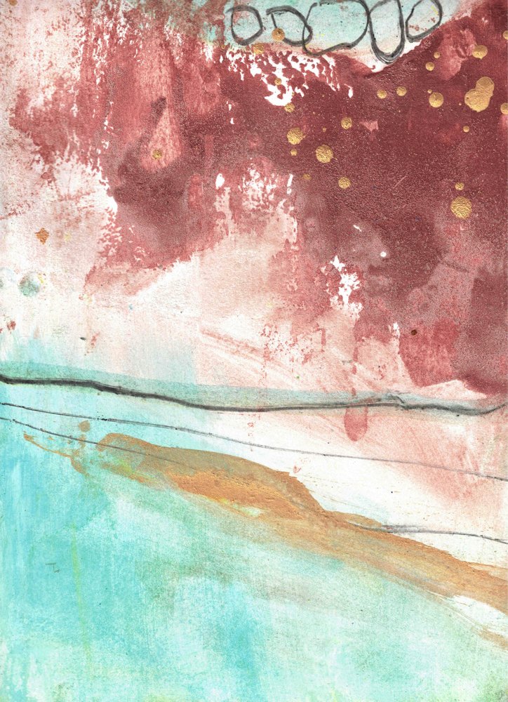 Abstrakter Gelassener Goldfluss von Deb Chaney