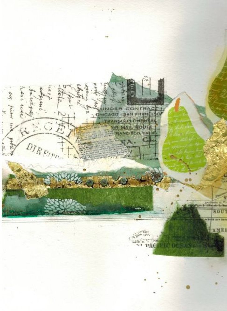 Grüne Birnen-Collage von Deb Chaney