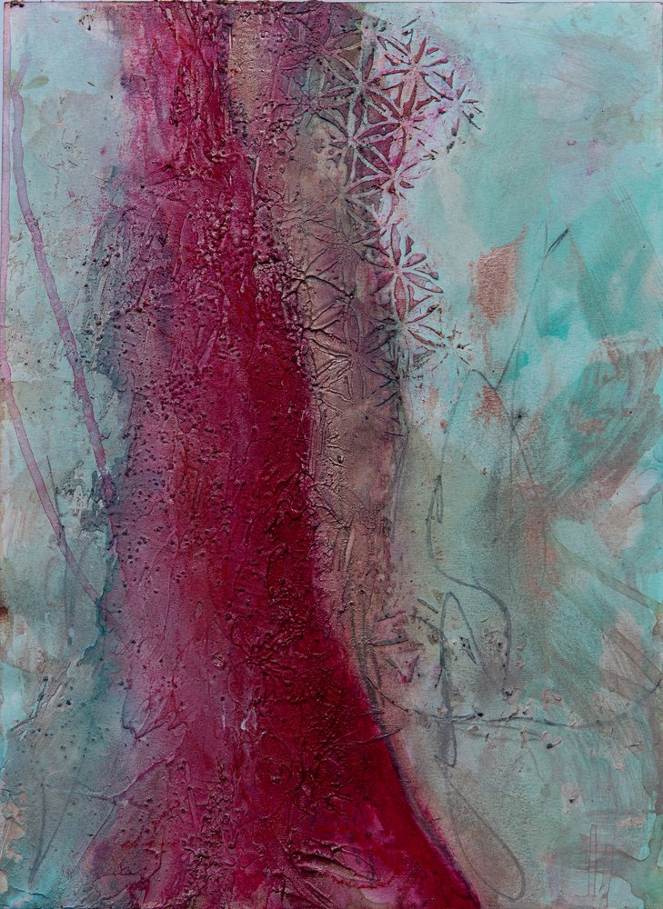 Lebendiges Rot-Teal-Muster von Deb Chaney