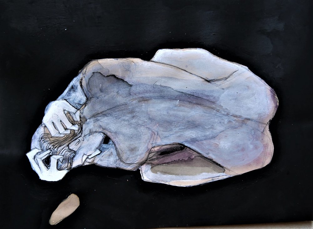 Nachdenkliche Blaue Figur von Doris Schmitz