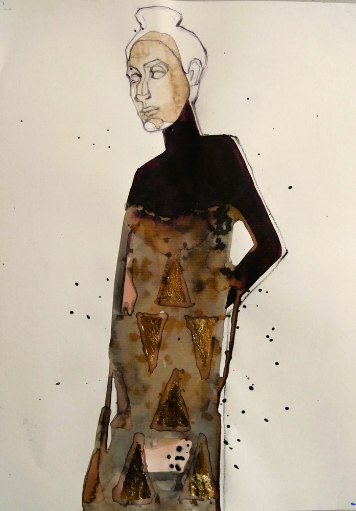 Elegante Goldene Modefigur von Doris Schmitz