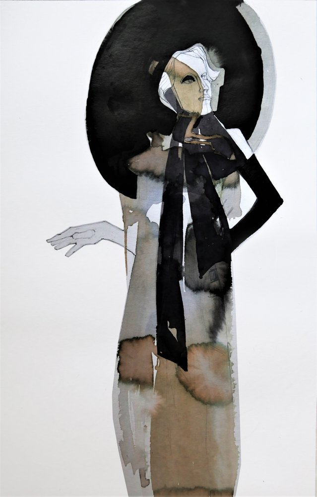 Elegante Frau mit Hut von Doris Schmitz