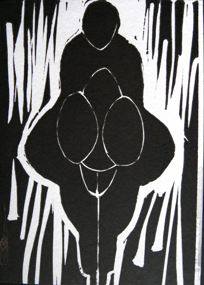 Ausdrucksstarke Schwarz-Weiß-Figur von Doris Schmitz