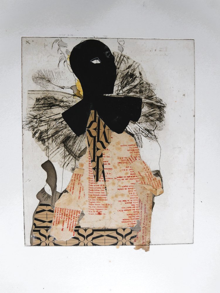 Maskierte Figuren-Collage von Doris Schmitz