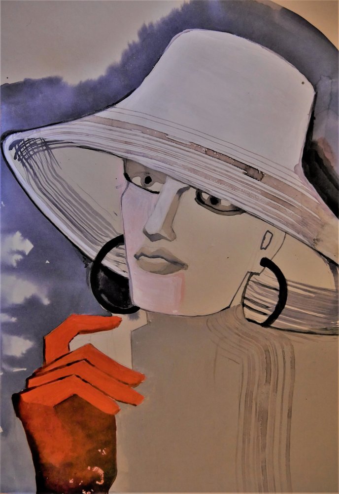 Stilvolle Frau mit Hut von Doris Schmitz