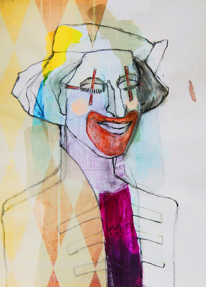 Verspieltes Clownporträt von Doris Schmitz