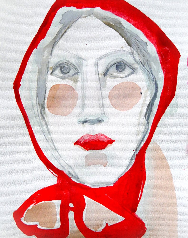 Frau in Roter Kapuze von Doris Schmitz