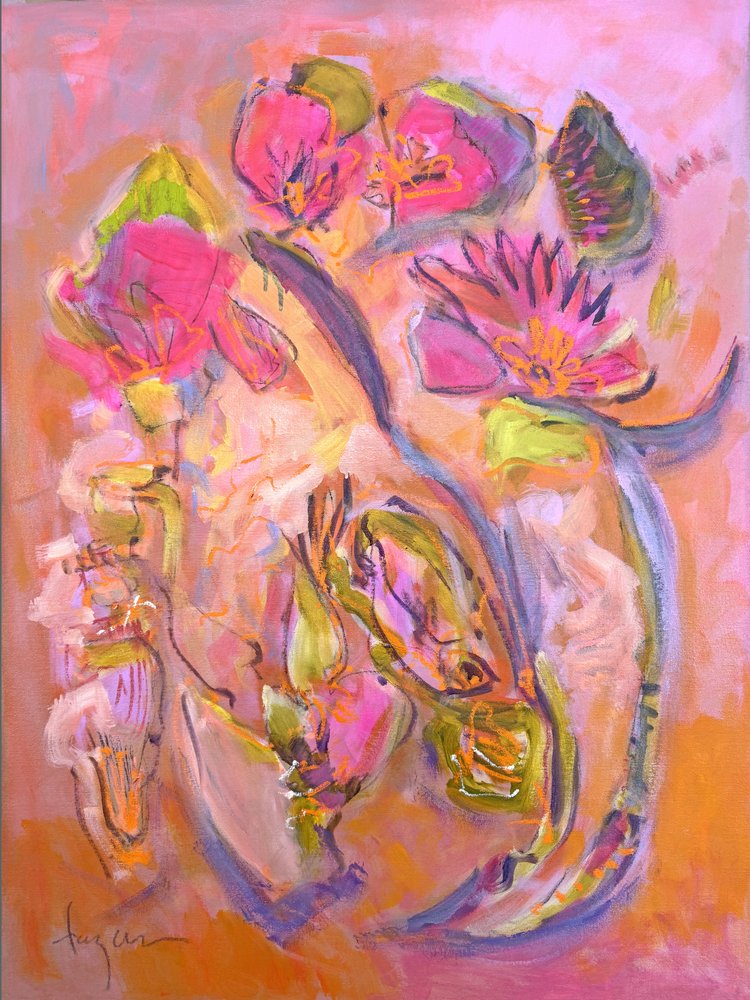Rosa florales Abstrakt von Dorothy Fagan