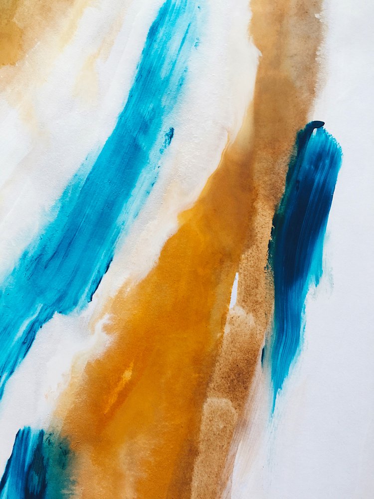 Blau Orange Abstrakter Fluss von Ejaaz Haniff