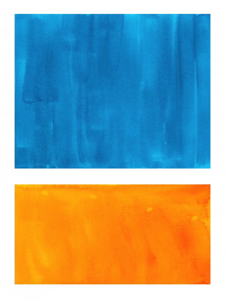 Blau-orangefarbener Farbblock von Ejaaz Haniff