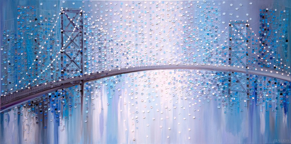 Blau Abstrakte Brücke von Ekaterina Ermilkina