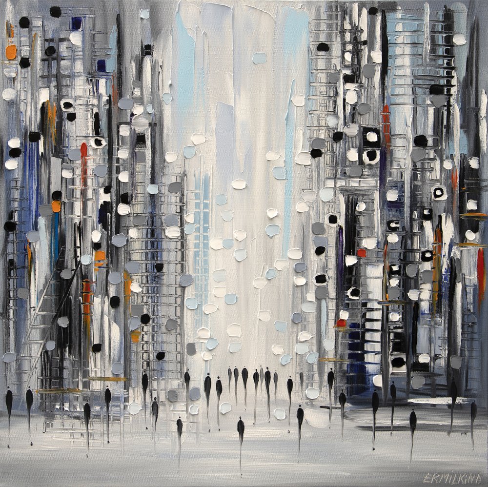 Stadtfluss abstrakt von Ekaterina Ermilkina