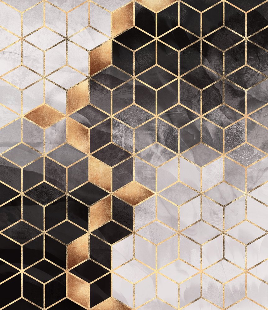 Abstrakte Goldene Marmorwürfel von Elisabeth Fredriksson