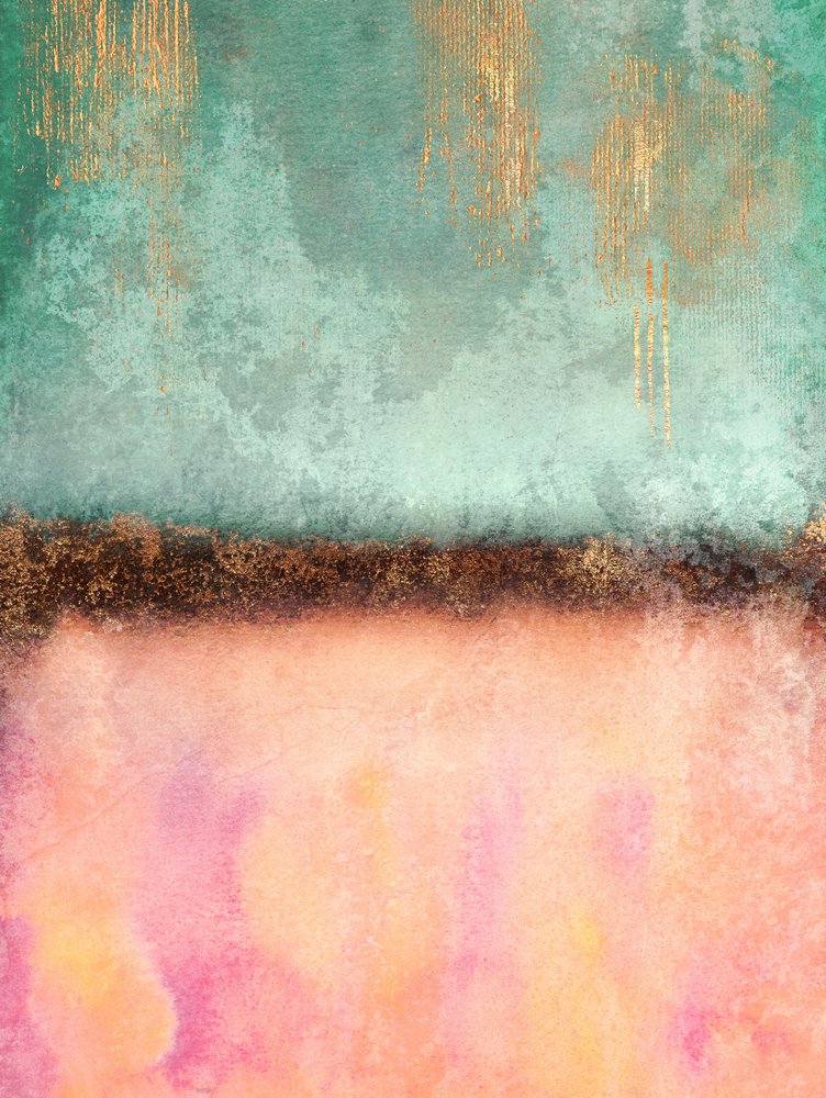 Teal-Pink-Goldene Tropfen von Elisabeth Fredriksson