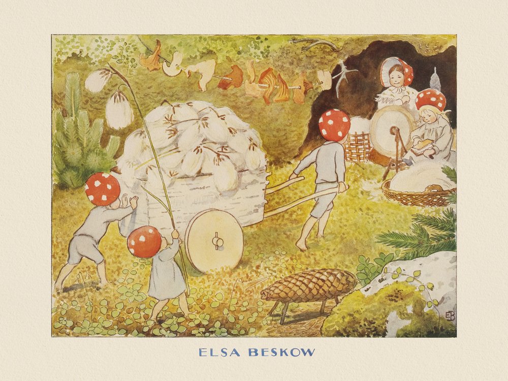 Tomtebobarnen Pilzkinder Baumwolle von Elsa Beskow