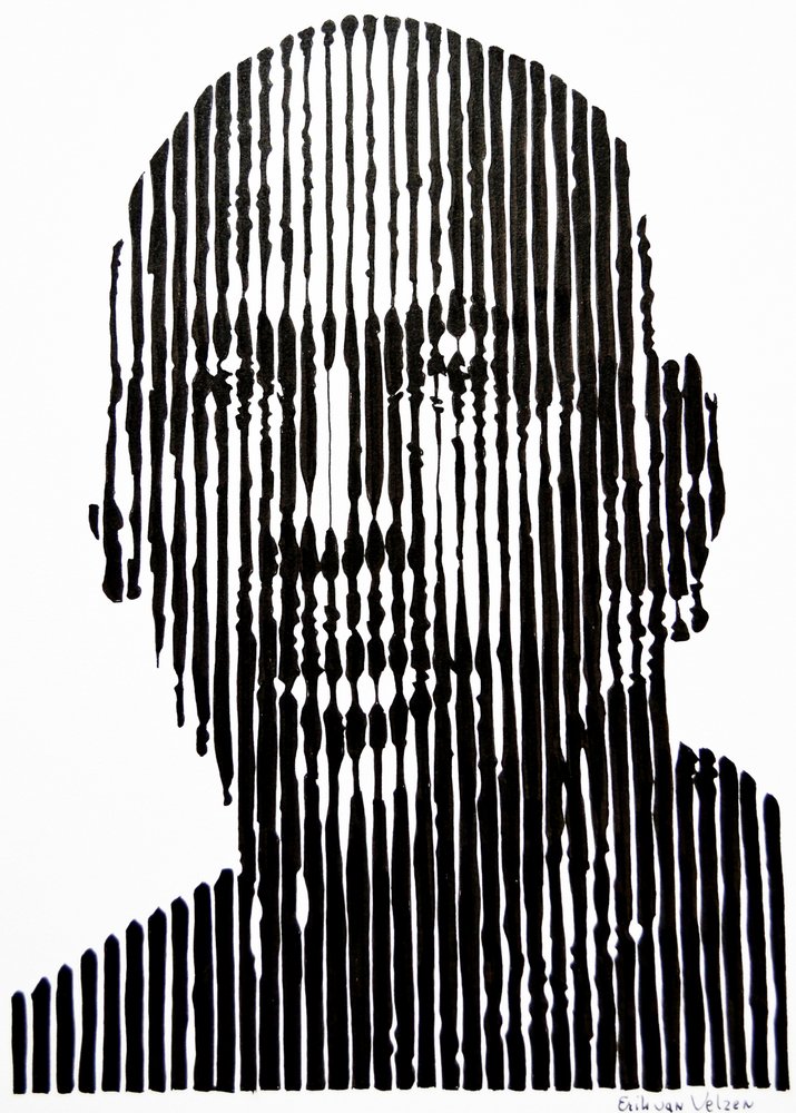 Abstraktes Liniengesicht von Erik Van Velzen
