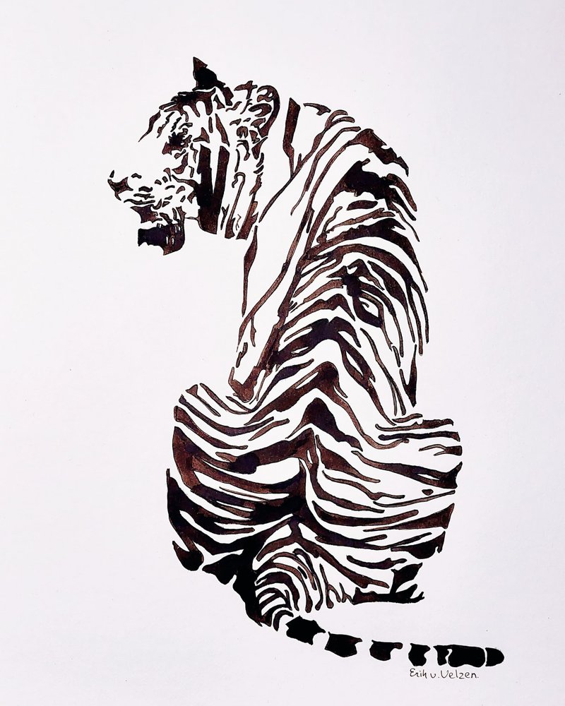 Majestätischer gestreifter Tiger von Erik Van Velzen