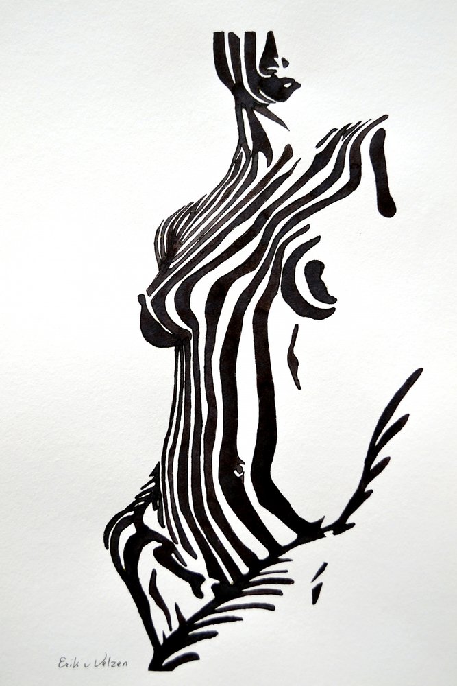 Zebra Gestreifter Akt von Erik Van Velzen