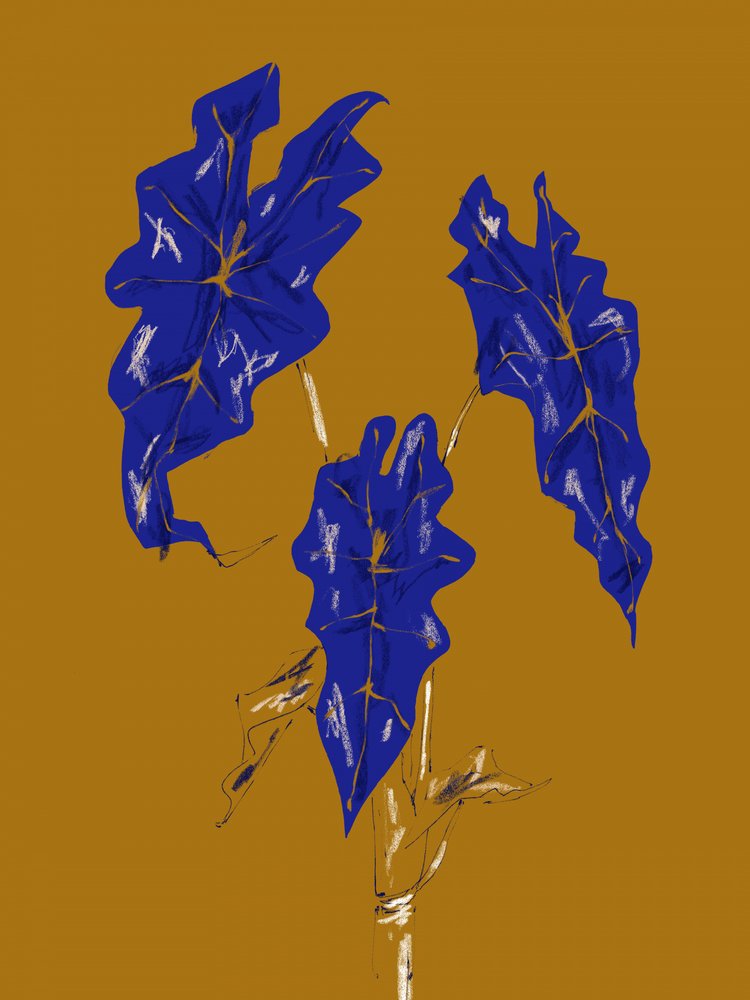 Goldene Blaue Blätter von Francesco Gulina