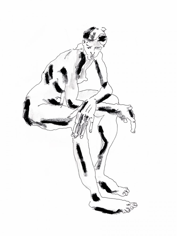Sitzende Nachdenkliche Figur von Francesco Gulina