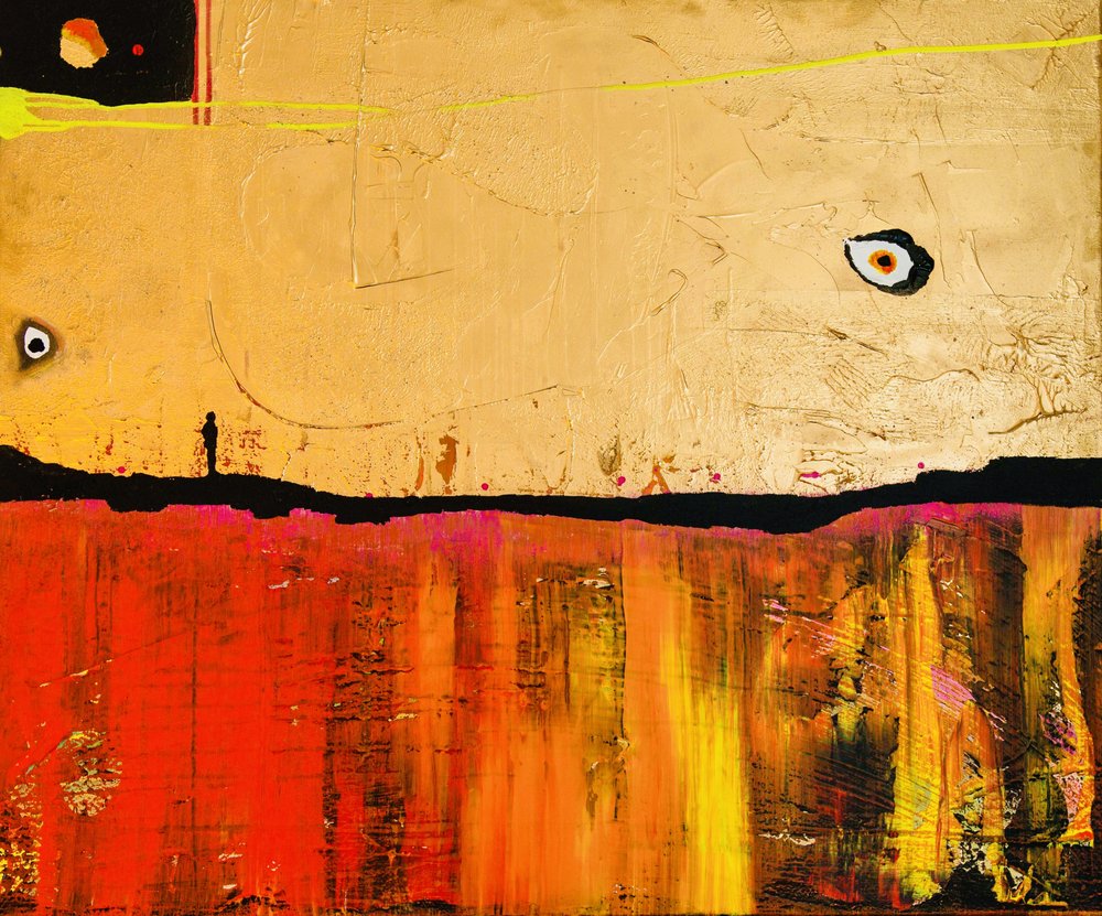 Einsame Figur Goldener Horizont von Fredrik Olsen