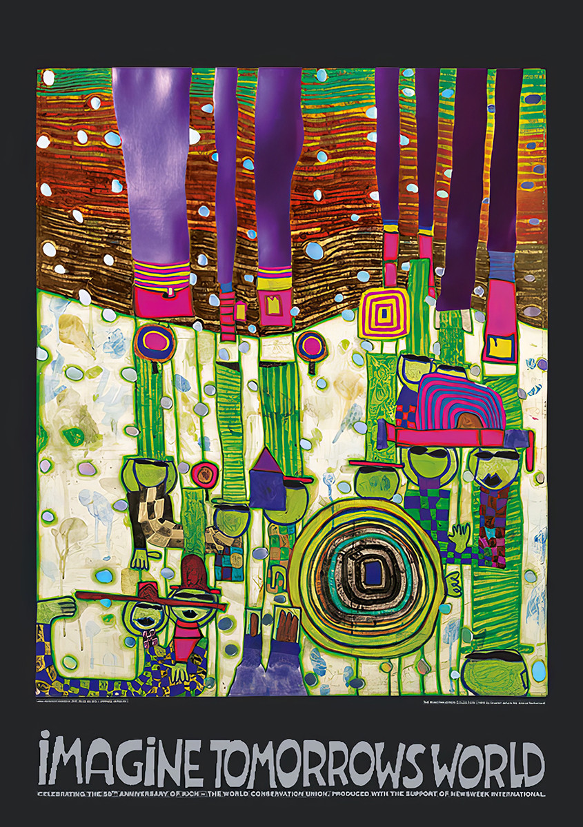 Stell dir die Welt von morgen vor (grüne Version) von Friedensreich Hundertwasser