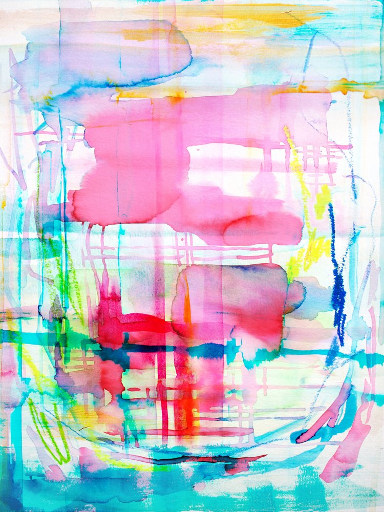 Lebendiges Aquarell Abstrakt von Gemma Bardot