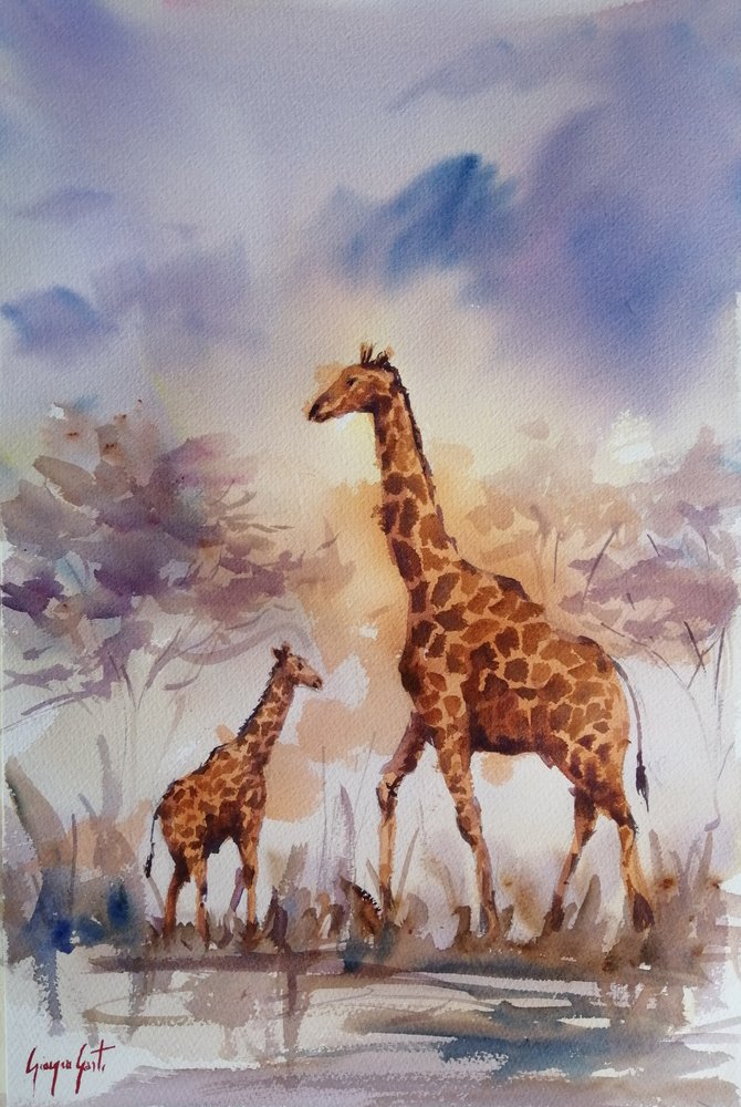 Afrikanische Giraffenfamilie von Giorgio Gosti