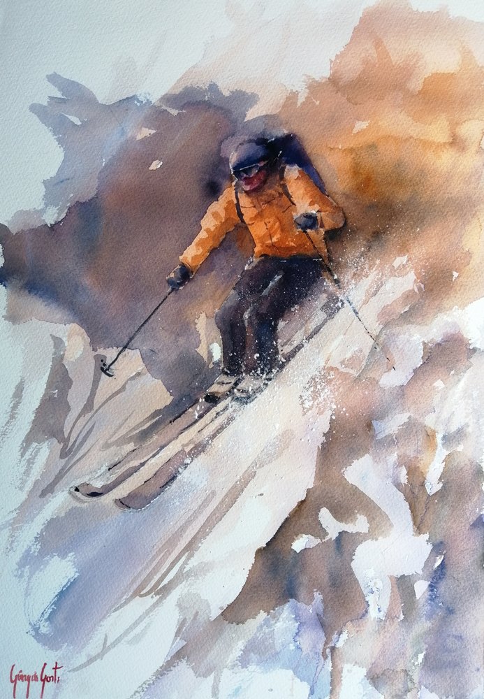 Dynamische Skiabfahrt von Giorgio Gosti