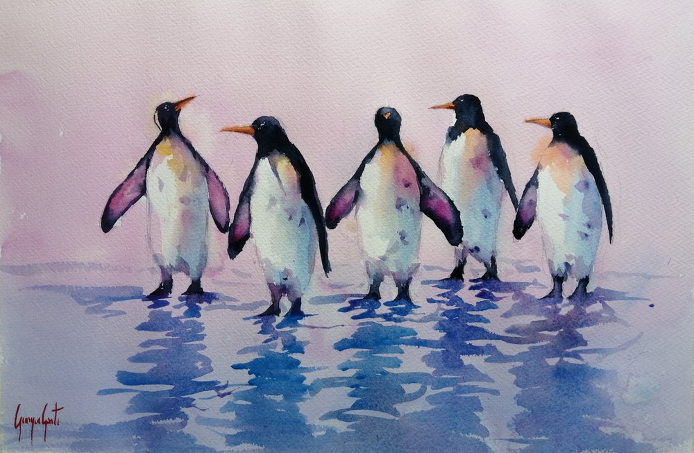 Fünf Gehende Pinguine von Giorgio Gosti