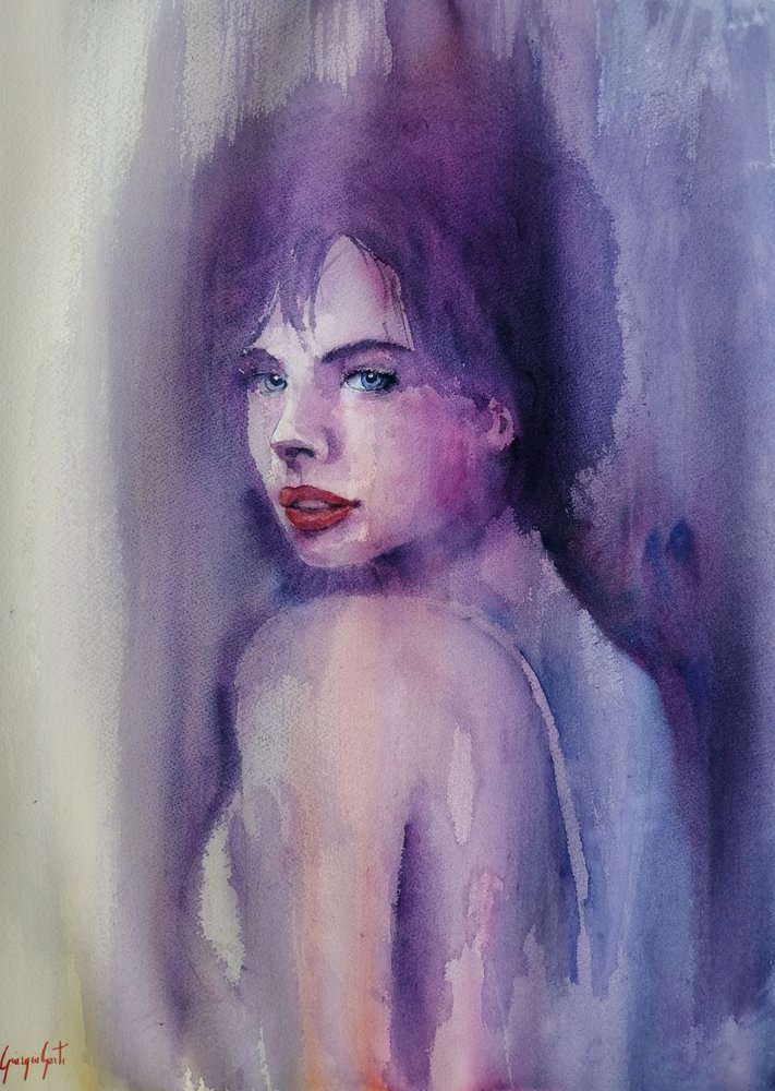 Lila Aquarell Frau von Giorgio Gosti