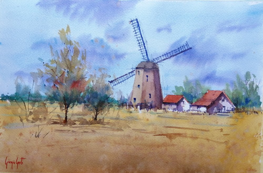 Rustikale Windmühlenlandschaft von Giorgio Gosti