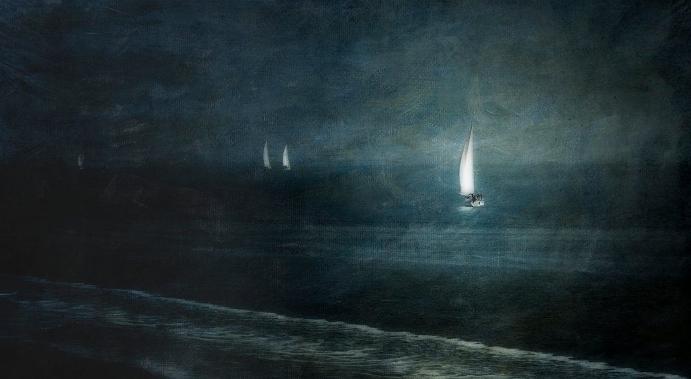 Segelboote bei Nacht von Greetje van Son