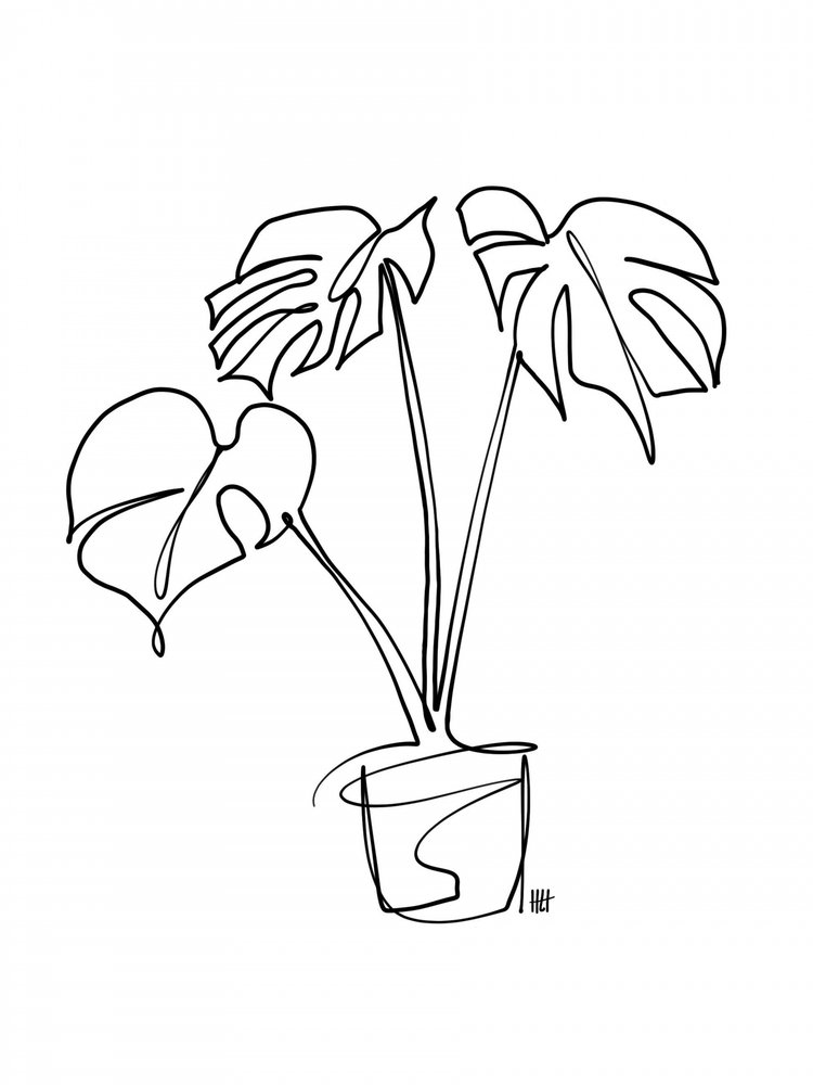 Monstera Linienkunst von Hanna Lee Tidd