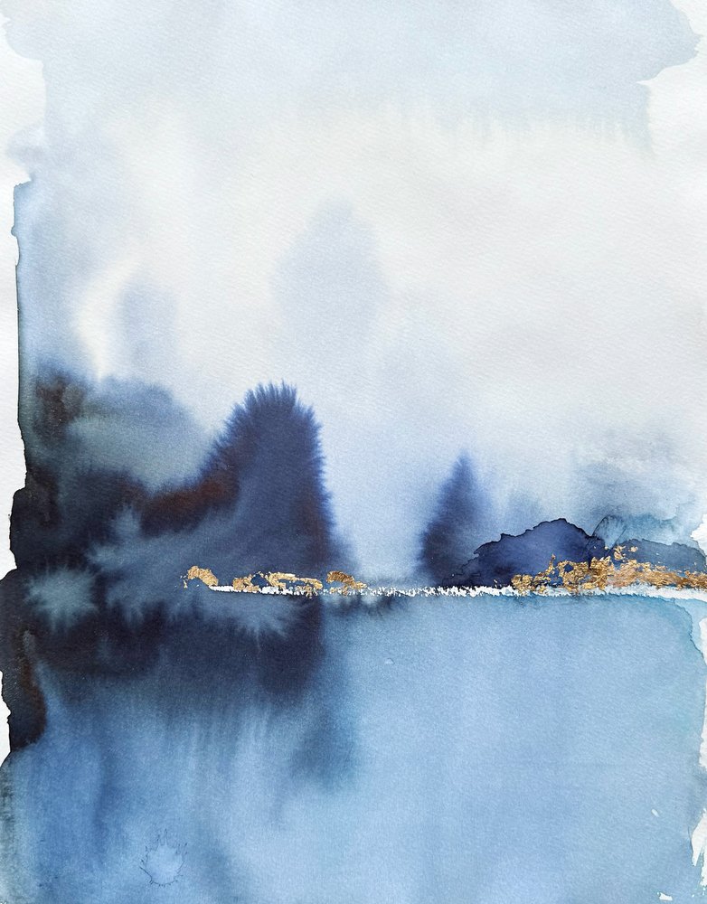 Goldener Horizont Blaues Landschaftsbild von Helena Ryhle