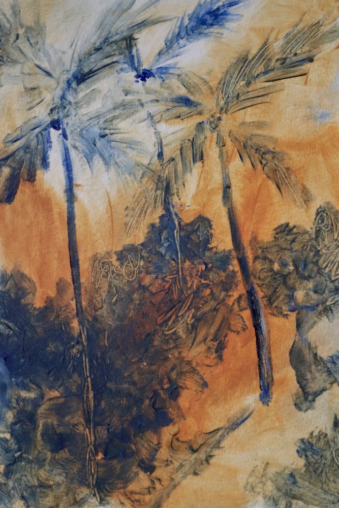 Tropische Blaue Palmen von JMF FINE ART