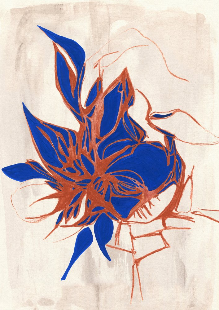 Abstrakte blaue Blüte von Jenja Braun