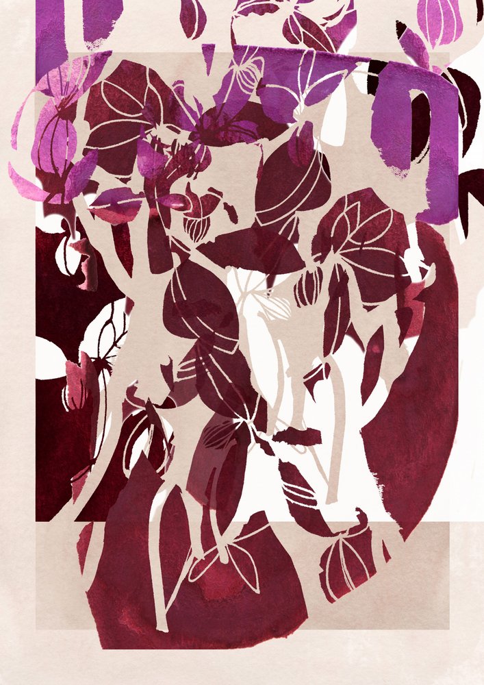 Abstrakte Magenta-Blumen von Jenja Braun