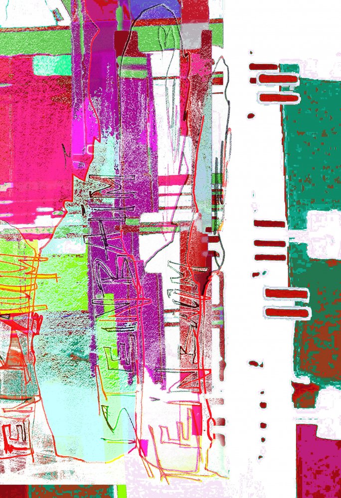 Lebendiger Glitch-Abstrakt von Jenja Braun