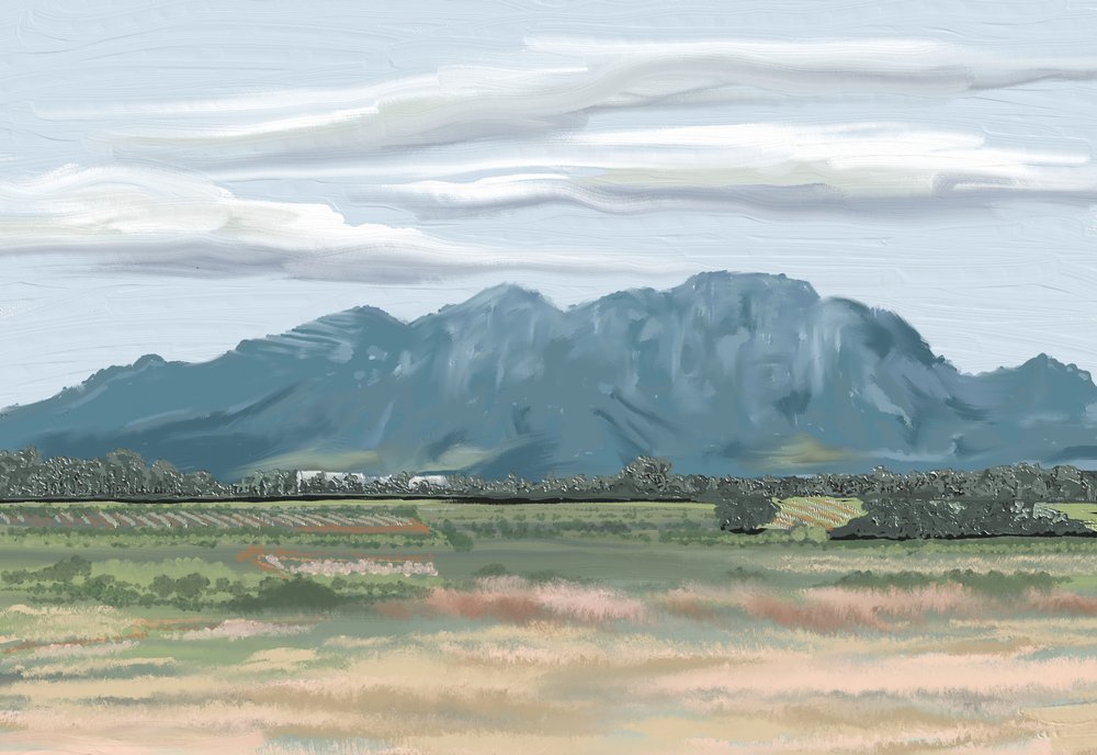 Friedliche Bergfelder von Jenna Alheit