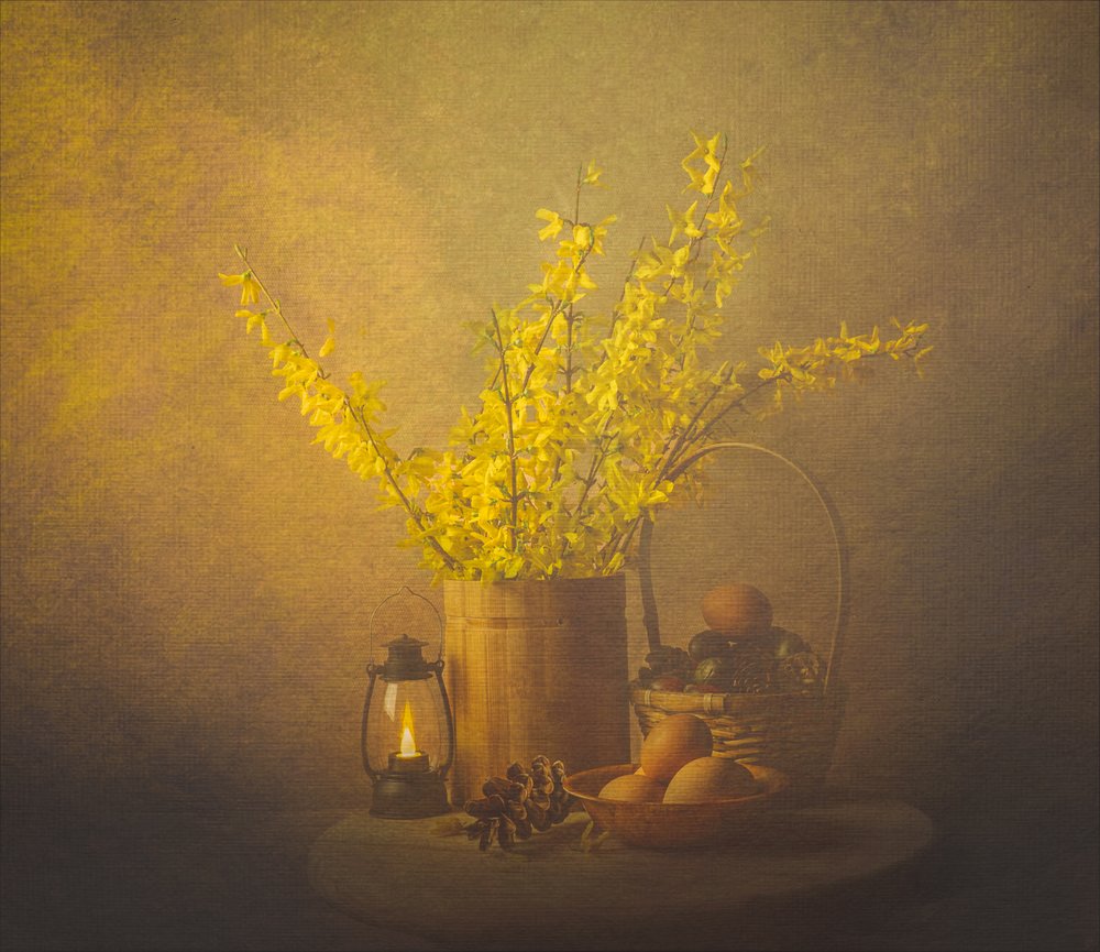 Goldenes Frühlings-Stillleben von John-Mei Zhong