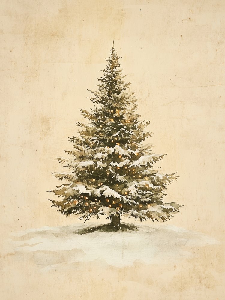 Verschneiter Weihnachtsbaum mit Lichtern von Jolly and Dash