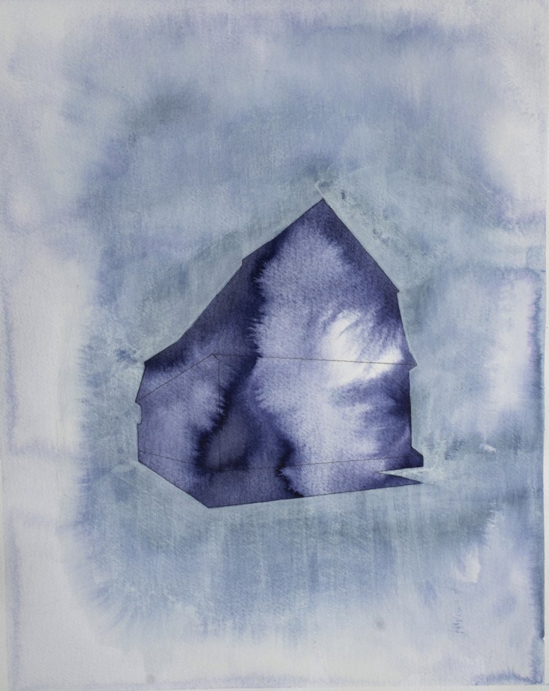 Blaues Aquarellhaus von Joshua Hoskins