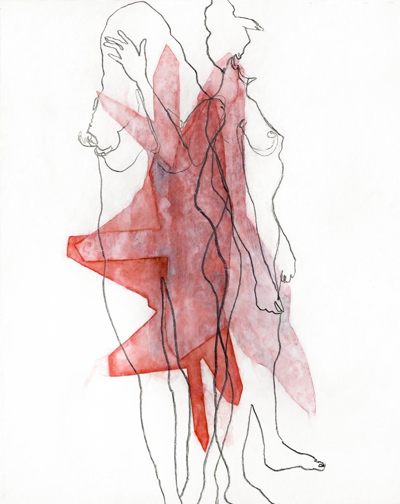Fließende Formen in Rot von Joshua Hoskins