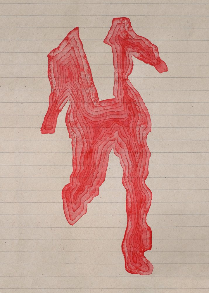 Rote Konturfigur von Joshua Hoskins