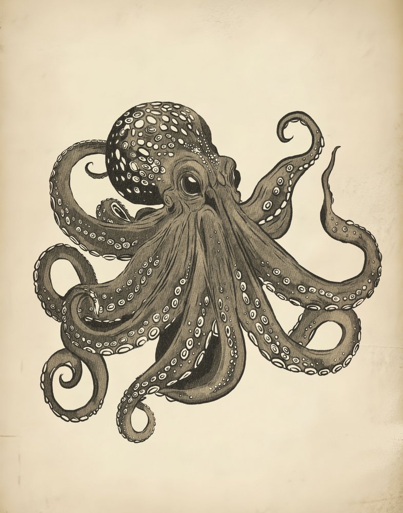Eleganter Vintage Oktopus von Josie George
