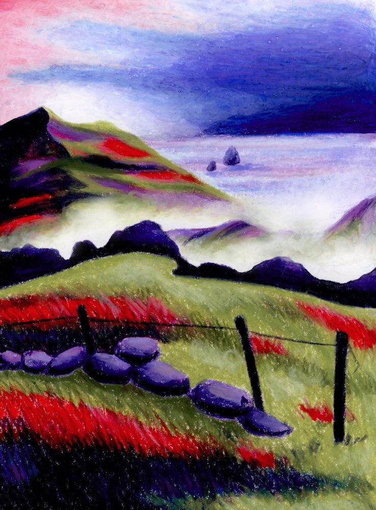 Roter Hang Küstennebel von Julie Lesouef