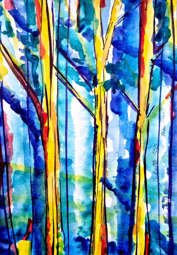Abstrakter Aquarellwald von Julija Belickienė