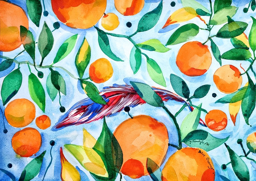 Lebendiger Orangener Garten von Julija Belickienė