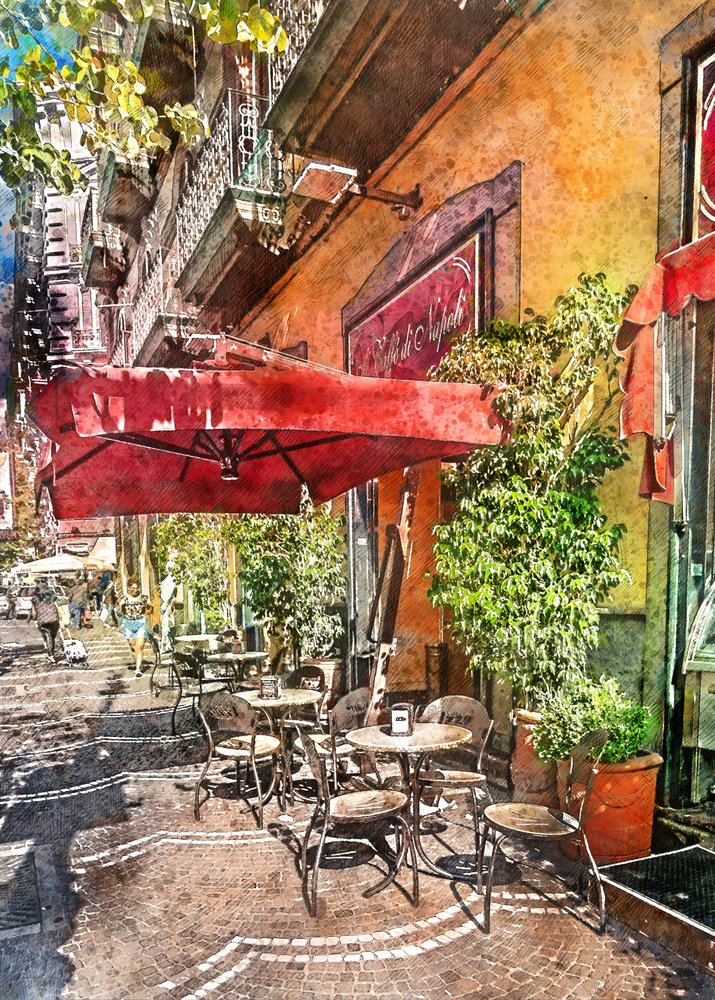 Charmantes Straßencafé von Justyna Jaszke